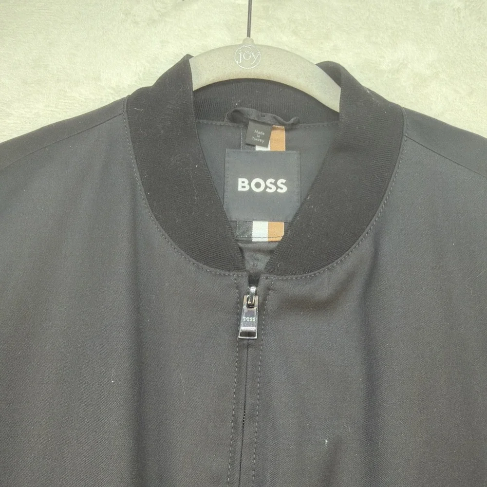 BOSS Hugo Boss Super 120 Italian‎ Wool Bomber Jacket Luxury Black Men's 40R